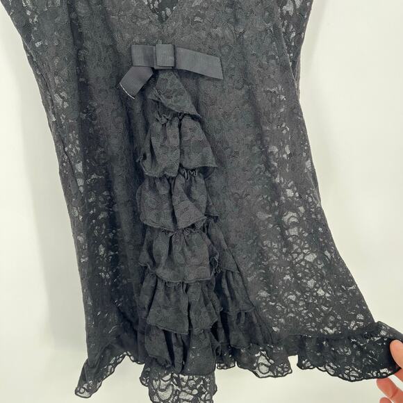 Victoria Secret Lace The Lacie Slip Teddy Chemise Large Black Ruffled Push Up - Picture 6 of 8